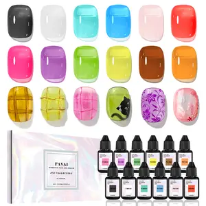 FAVAI Airbrush Gel Nail Polish ICE Collection (#I) 12 Colors Set Kits - 12 Crystal Translucent Colors for Stunning Nail Art 12 * 10ml