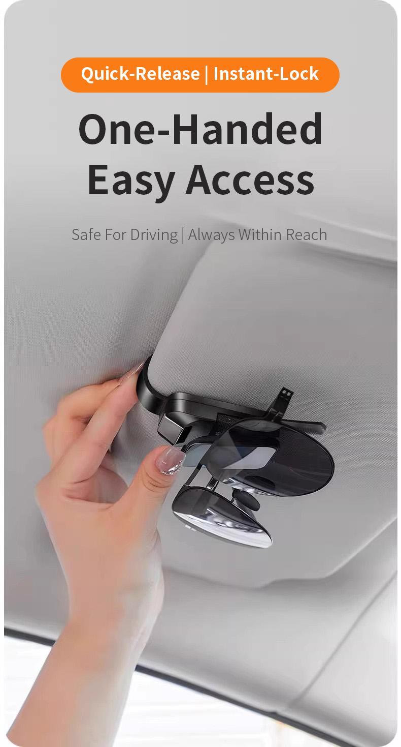 Universal Car Glasses Holder, Mirrored Glasses Clip, For Car Sun Visor, Glasses Hook Clip, Glasses Storage Clip, Car Interior Sun Visor Accessories,  Alloy Hidden Buckle