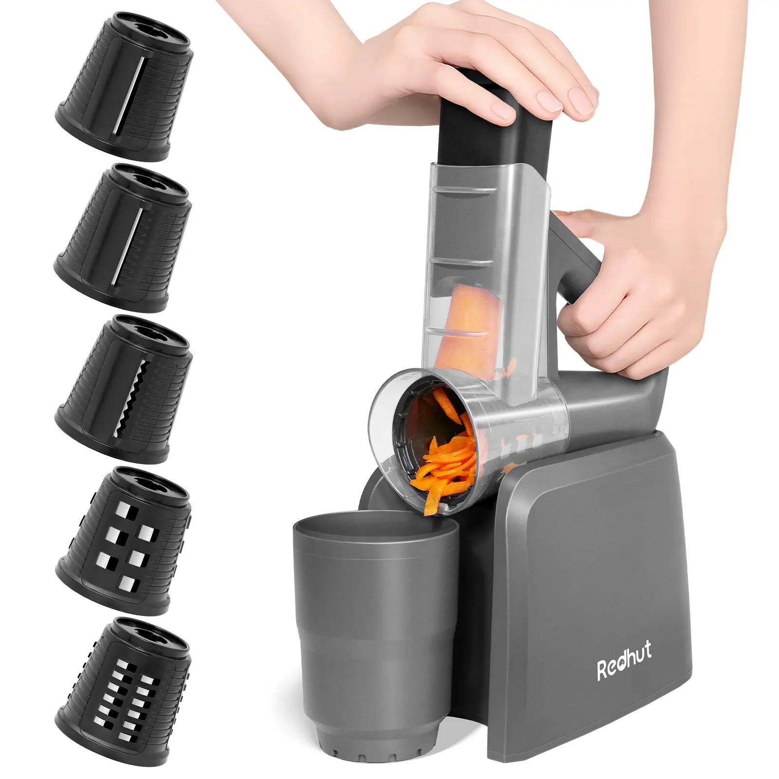 Redhut Cordless 7-In-1 Compact Multi-Chop Electric Vegetable Cutter - 40W Power, ABS Plastic, Interchangeable Blades for Chopping, Slicing, Mincing & Food Prep, Small Kitchen Gadget