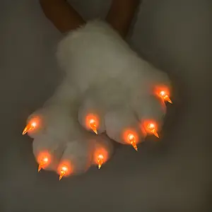 LED Light Up Fursuit Handpaws - Colorful Animal Claw Decompression Toys for Adults Furry Cosplay Costume Accessories for Halloween Party
