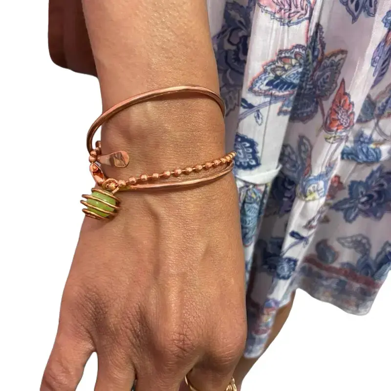 Natural Crystal Jewelry Set, Jade-Copper Bangles for Women's Jewelry Accessories