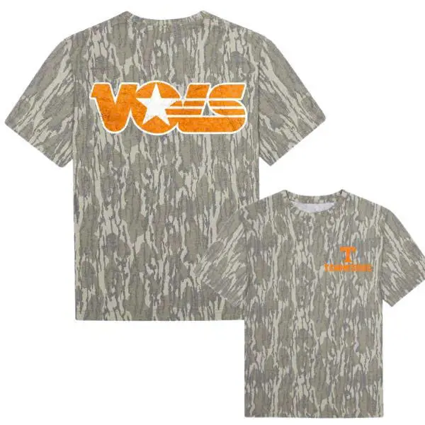 Men's Short-Sleeve Tennessee Vols Camo Graphic T-Shirt - Vintage Bottomland Style Hunting Tee, Unisex Outdoor Game Day Shirt (S-5XL)