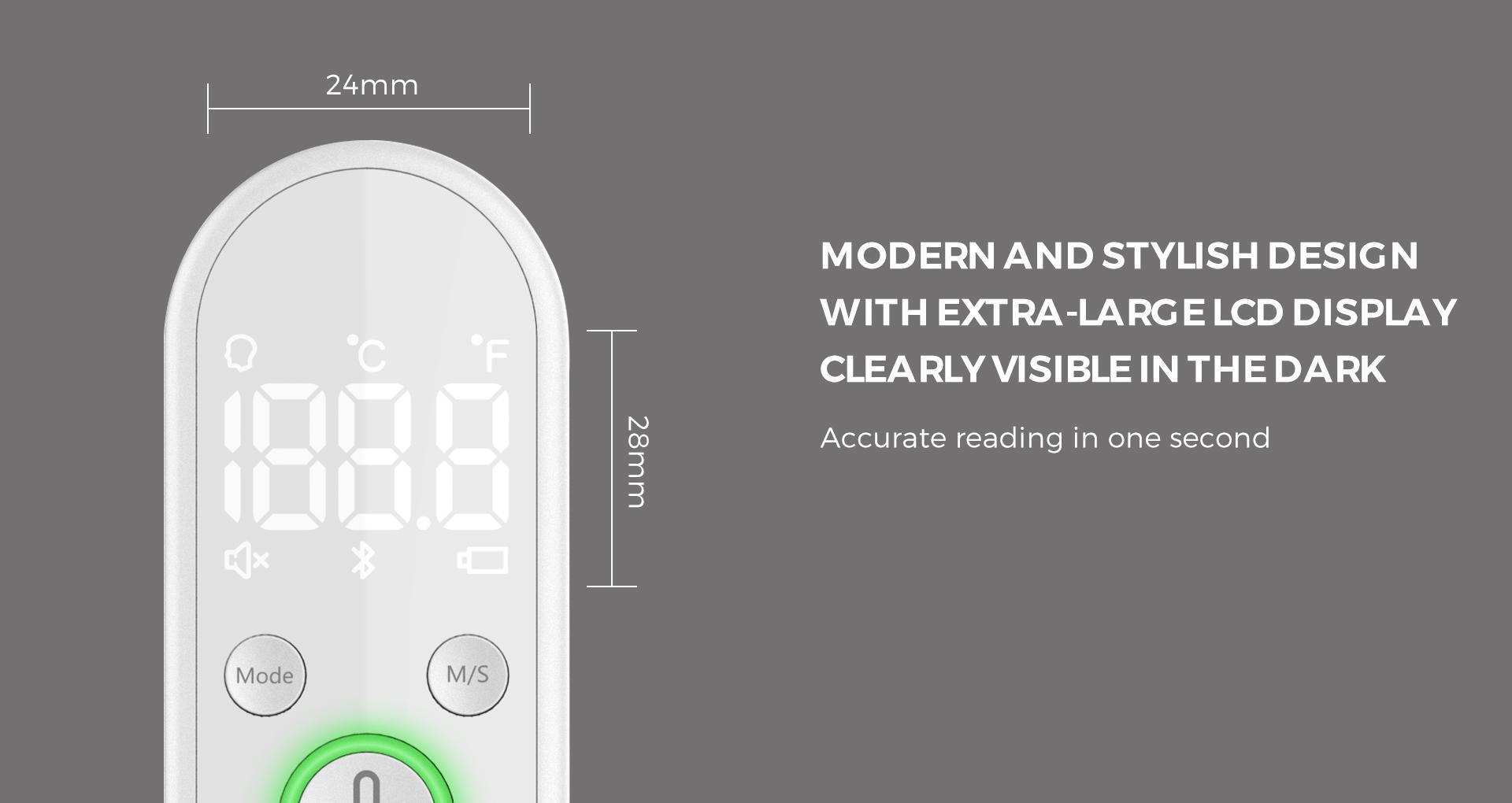 【MT1】FOXXD Digital thermometers Daily Temp Checker No-Touch 1s Read for Home & Family with Color Alerts & Bright LCD Display