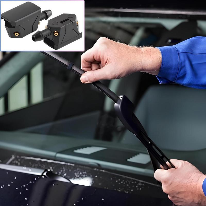 PUKEGM 2PCS Front Windshield Washer Nozzles,4 Holes Car Windshield Washer Wiper Arm Sprayer,Auto Left Right Windshield Washer Squirter Nozzle Replacement,Universal Vehicle Accessories