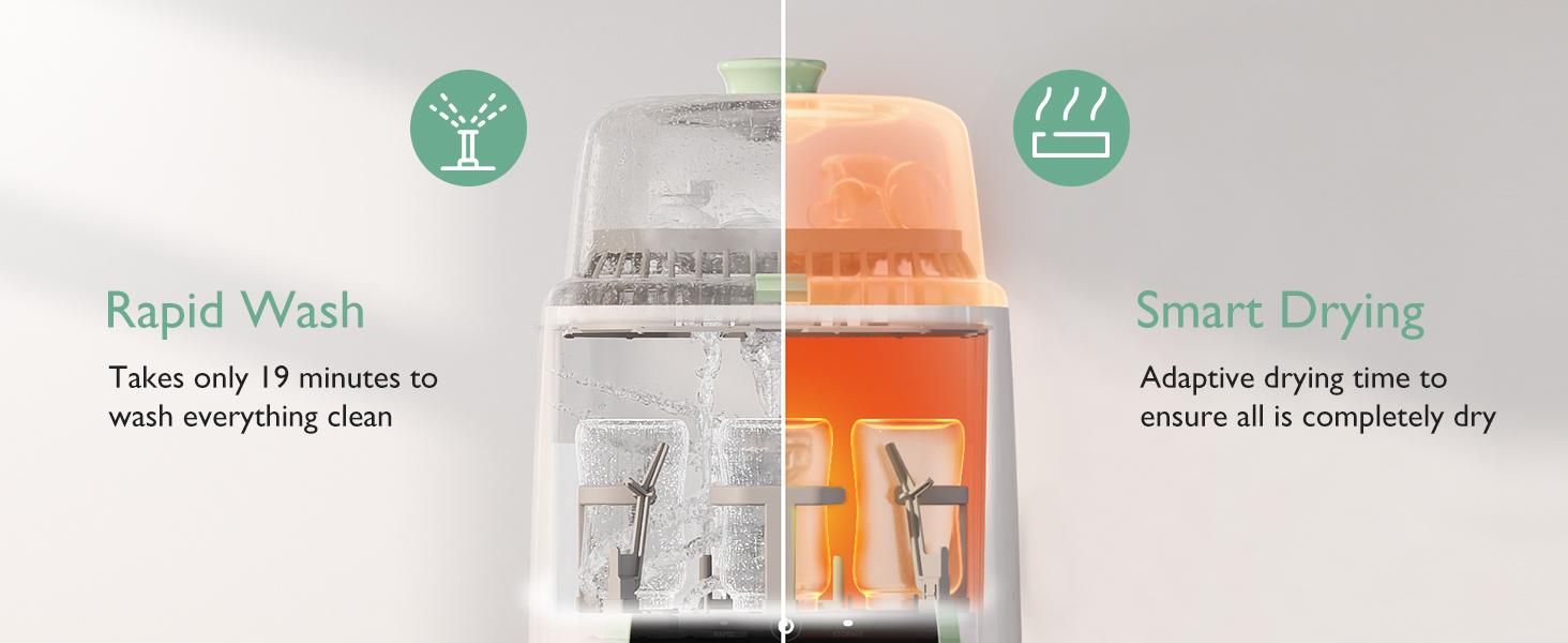 Momcozy KleanPal Pro Baby Bottle Washer - Sterilizer & Dryer Combo for Easy Cleaning - Bottle Washer Machine for All Bottles, Pump Parts & Baby Item Care - Save Time & Effort
