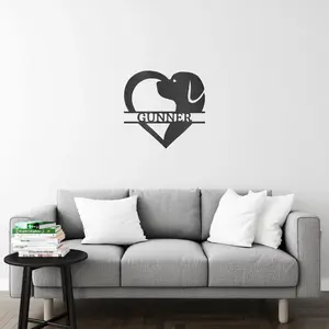Dog Love Monogram - Steel Sign Custom Personalized Wall Home Decor