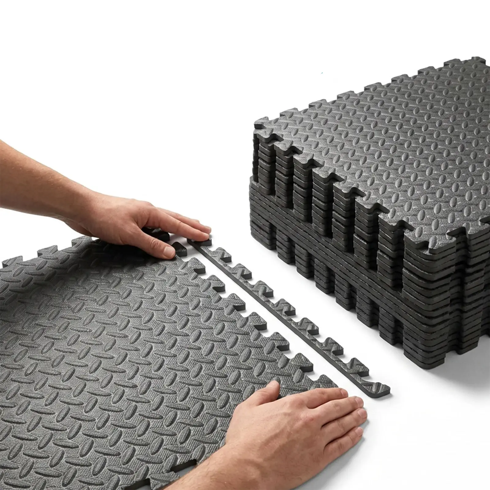 6/12/24 Pcs Puzzle Exercise Mat ½ in, EVA Interlocking Foam Floor Tiles for Home Gym, Mat for Home Workout Equipment, Floor Padding for Home, Black, 20 in x 20 in x ½ in