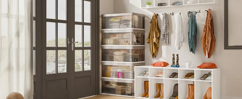 【Clearance】RaybeeFurniture 1-6 Tier Clears Plastic Storage Bins with Lid, Foldable Large Stackable Storage Bins with Wheels & Door, Dustproof for Versatile Storage Boxes Collapsible, Pefect for Bedroom, Living Room,Apartment Furniture