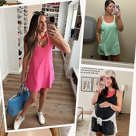 Molitree Women's Summer Sleeveless Mini Dress Athletic Dress V Neck Spaghetti Strap Short Tennis Dress with Built-in Shorts