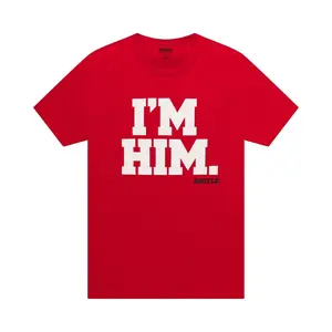I'M HIM T-Shirt - Red Short Sleeve Crew Neck Fitted Casual Summer Tee 100% Pre-Shrunk Cotton Double-Needle Stitched Fabric