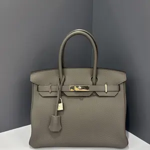 Pre-owned HERMÈS Leather tote bags Hermes Birkin 30 Togo 8F Etain (xm011626a0)