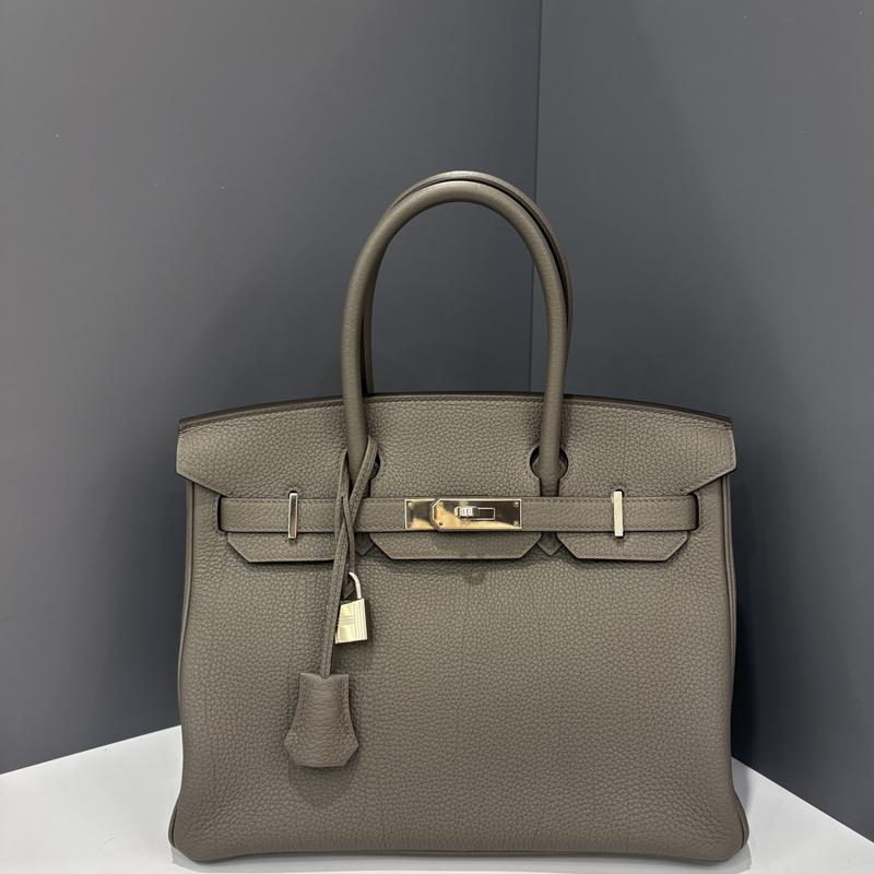 Pre-owned HERMÈS Leather tote bags Hermes Birkin 30 Togo 8F Etain (xm011626a0)