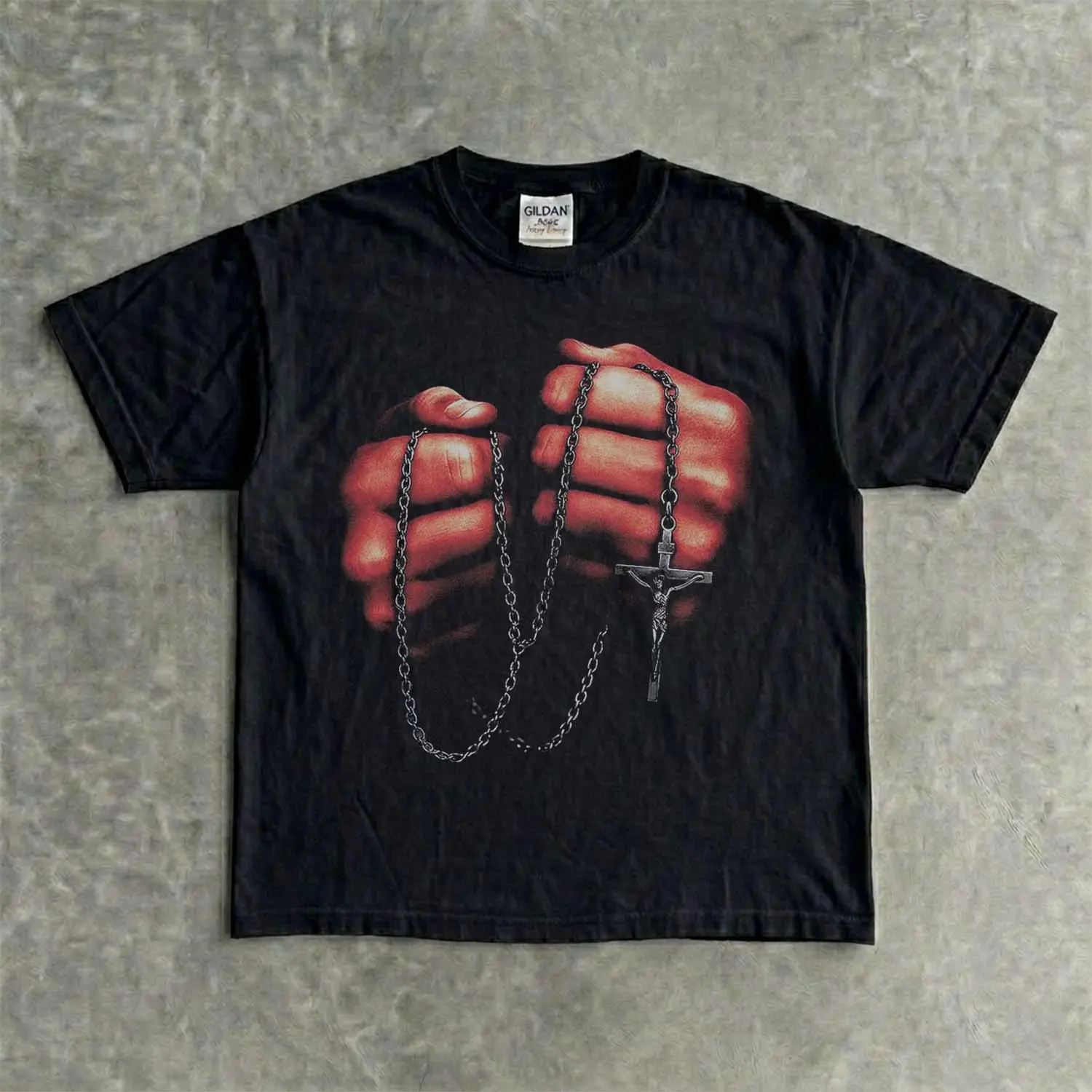 Jesus Cross Rosary T-Shirt |   Christian Graphic Tee |   Faith Based Shirt |   Religious Streetwear |   Unisex Vintage Tee