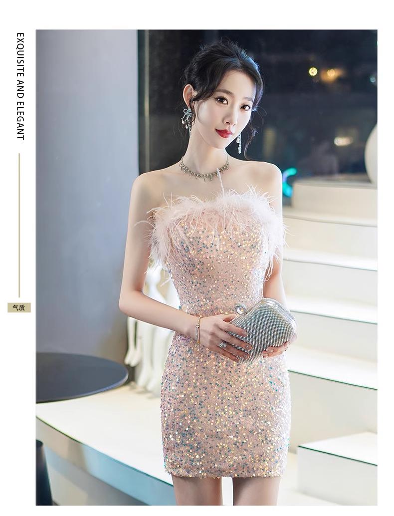 Women's homecoming evening gown Off-the-shoulder sexy butt-feathered PROM dress