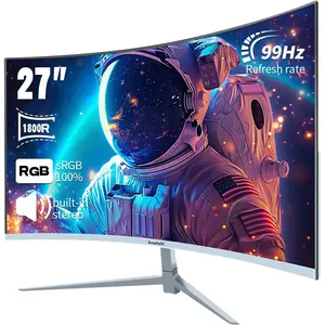 Gawfolk 27-inch Curved 100Hz Gaming Monitor, Full HD 1080P Frameless Design PC Screen, 1800R Curvature with FreeSync, Eye Care Technology, VESA Mounting Support