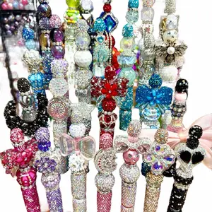 Live claim Rhinestone Beaded Pens with Crystal Focal Beads Assorted Colors Unique Designs for Personalized Selection