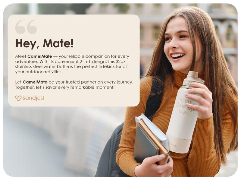 Sandjest 32oz Insulated Stainless Steel Water Bottle with Strap and Spout Lid, 100% Leak Proof, Gym Sports Travel Outdoor, Gifts for Women Christmas