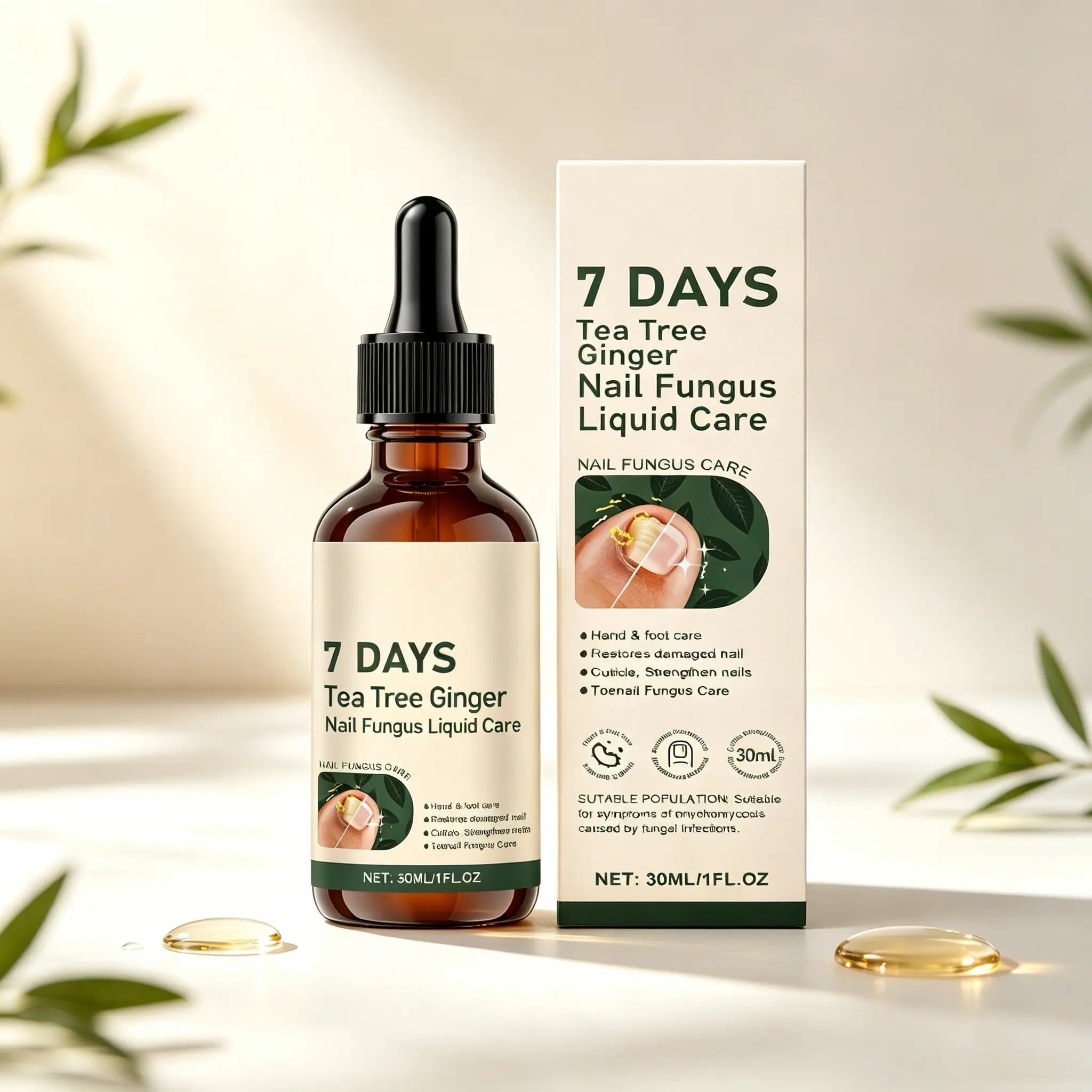 Nail Care Serum, Daily Nail & Cuticle Conditioning Formula With Tea Tree Leaf, Ginger & Urea, Moisturizing Nail Care For Healthy Looking Nails