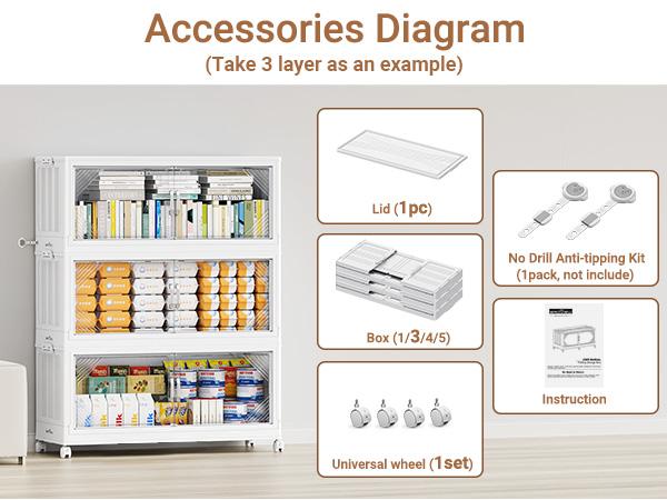 Broview V60 660Qt/700Qt/880Qt/1100Qt Extra Large Plastic Storage Bins with Lid, Each 220Qt stackable storage bin with lid,275Gal Stackable Containers With Drawers, Foldable Cabinets with 6x Wheels, Collapsible Closet Organizers for Home Office