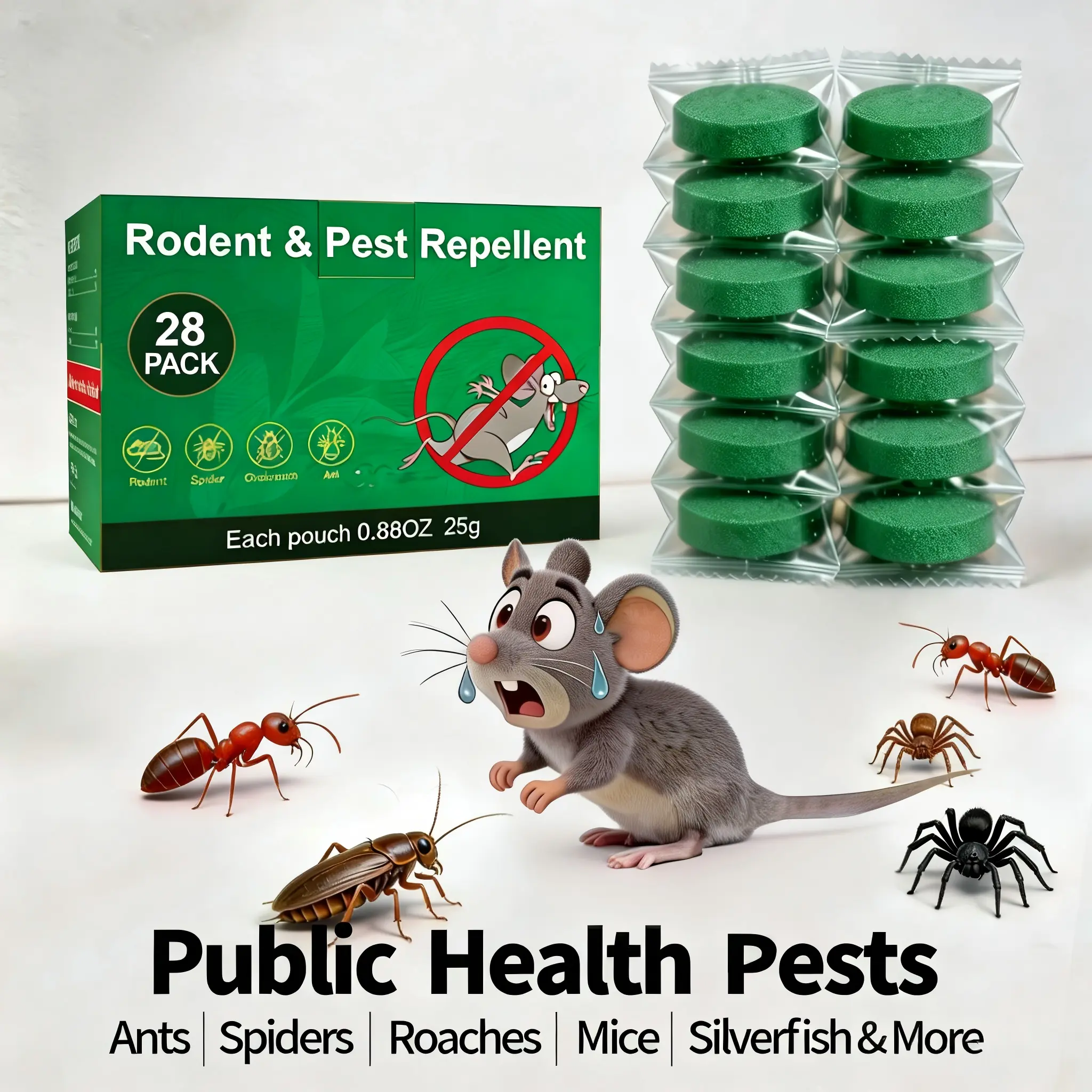28-Pack Rodent Repellent Balls for Home Kitchen Effective Pest Control Solution，30-60 Days Effective Mouse Deterrent ，Protection Safe for Pets & Kids Rat Scent