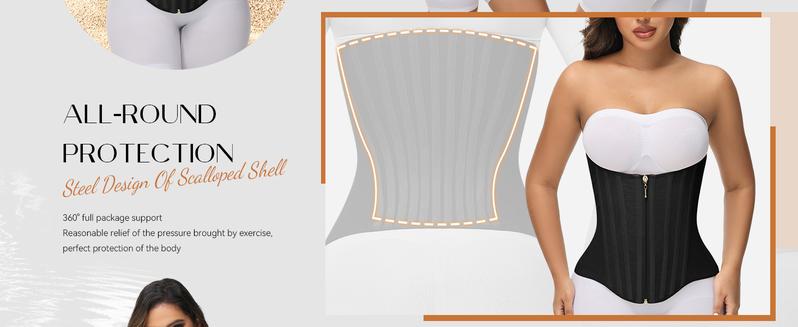 SHAPSHE Women's Fajas Colombianas Tummy Control Waist Shapewear Corset for Sport Workout Gym Support with Zipper Closure