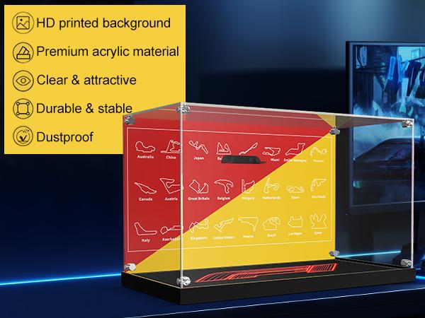 LED Acrylic Display Case, 3-in-1 Collector Showcase with POP Light Effect | Compatible with F1 Car & Helmet Models 77242, 43014 & 43022 (Case Only)