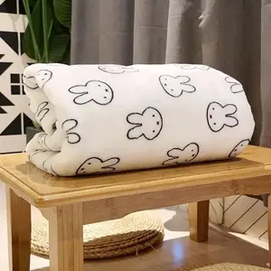 Cartoon Blanket Kawaii Flannel Office Siesta Shawl Cute Student Dormitory White Blanket Bohemian Gingerbread Cookie durable bookish merch cosy garage guy gift