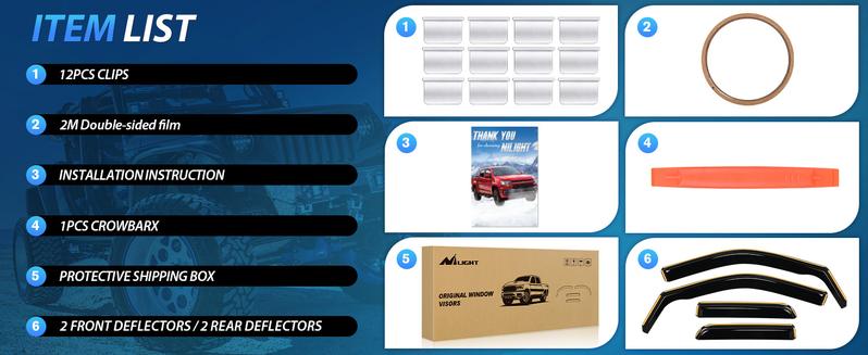 Nilight in Channel Rain Guards for Dodge Ram 1500 2009 2010 2011 2012 2013 2014 2015 2016 2017 2018 Quad Cab, Original Window Deflectors, Vent Window Visors-4pcs Car Truck Vehicle Replacement Automotive Decal Custom  dealsforyoudays