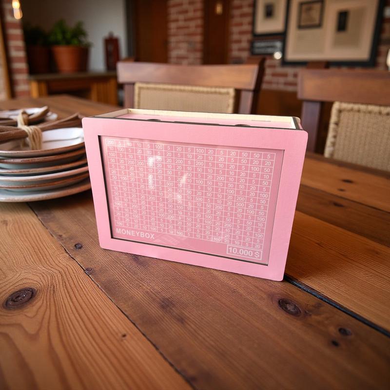 10000 Larger Size Savings Challenge Box for Adults Kids - Cash Vault Wooden Money Savings Box - Kakeibo Money Bank - Pink Wooden Cash Coin Piggy Bank with Counter and Dry Erase Pen 10000 Larger Size Savings Challenge Box for Adults Kids - Cash Vault Wooden Money Savings Box - Kakeibo Money Bank - Pink Wooden Cash Coin Piggy Bank with Counter and Dry Erase Pen