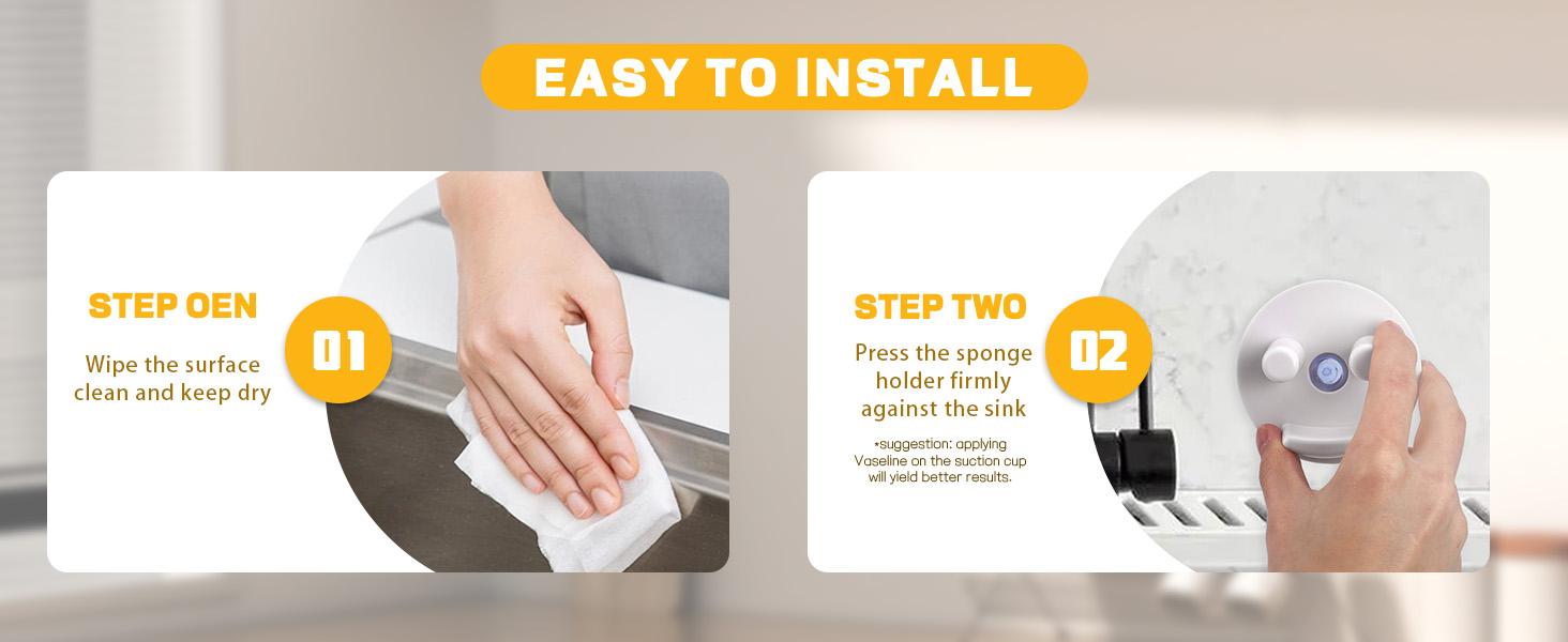 Sponge Holder, Suction Sponge Organizer for Kitchen Sink, Sink Caddy Sponge Storage, Kitchen Organization Accessories