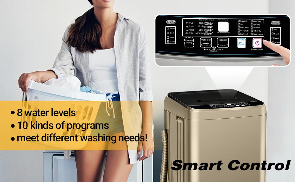 Full-Automatic Portable Washing Machine, 17.6Lbs Capacity, 10 Wash Programs, 8 Water Levels, LED Display, Top Load Compact Washer with Drain Pump – Ideal for Apartments, Dorms, RVs Washingmachine washer and dryer set portable washing machine