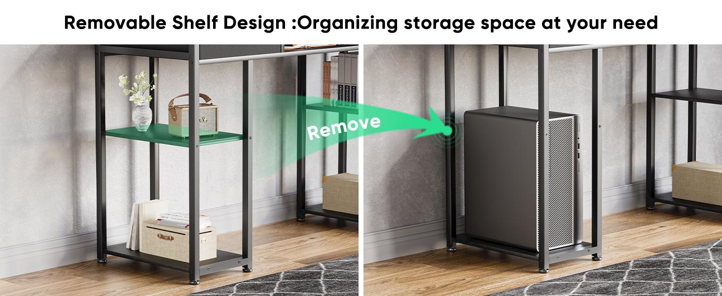 【Deal】Computer Desk Small Home Office Bedroom Writing Study PC Table with Storage Space Fabric Side Bag Headphone Hook Metal Frame Adjustable Feet