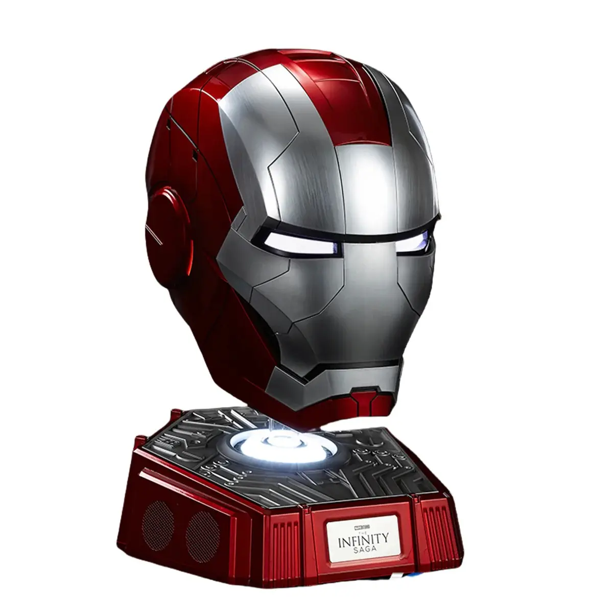 Killerbody 1:1 Wearable Mechanical Iron Man MK5 Helmet Premium Light Up Collectible - Exclusive Mold Chin, Bluetooth Speaker Base, Transparent Design, Remote-Controlled Lights, Voice Control, Low Voltage Reminder, Premium Collectible, Batteries, 1:1 Mk5 D