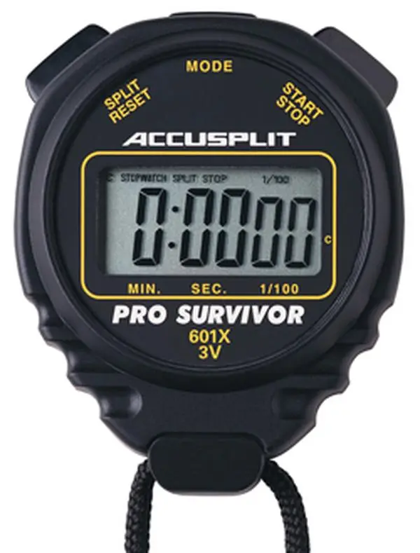 ACCUSPLIT Pro Survivor A601X Digital Stopwatch, Rugged Polycarbonate Timer for Coaches, Water Resistant with Split Time, Alarm & 1.5 Year Battery Life, Date, Anti-Drop, Event Timing, Digital Timer, Electronic Timer