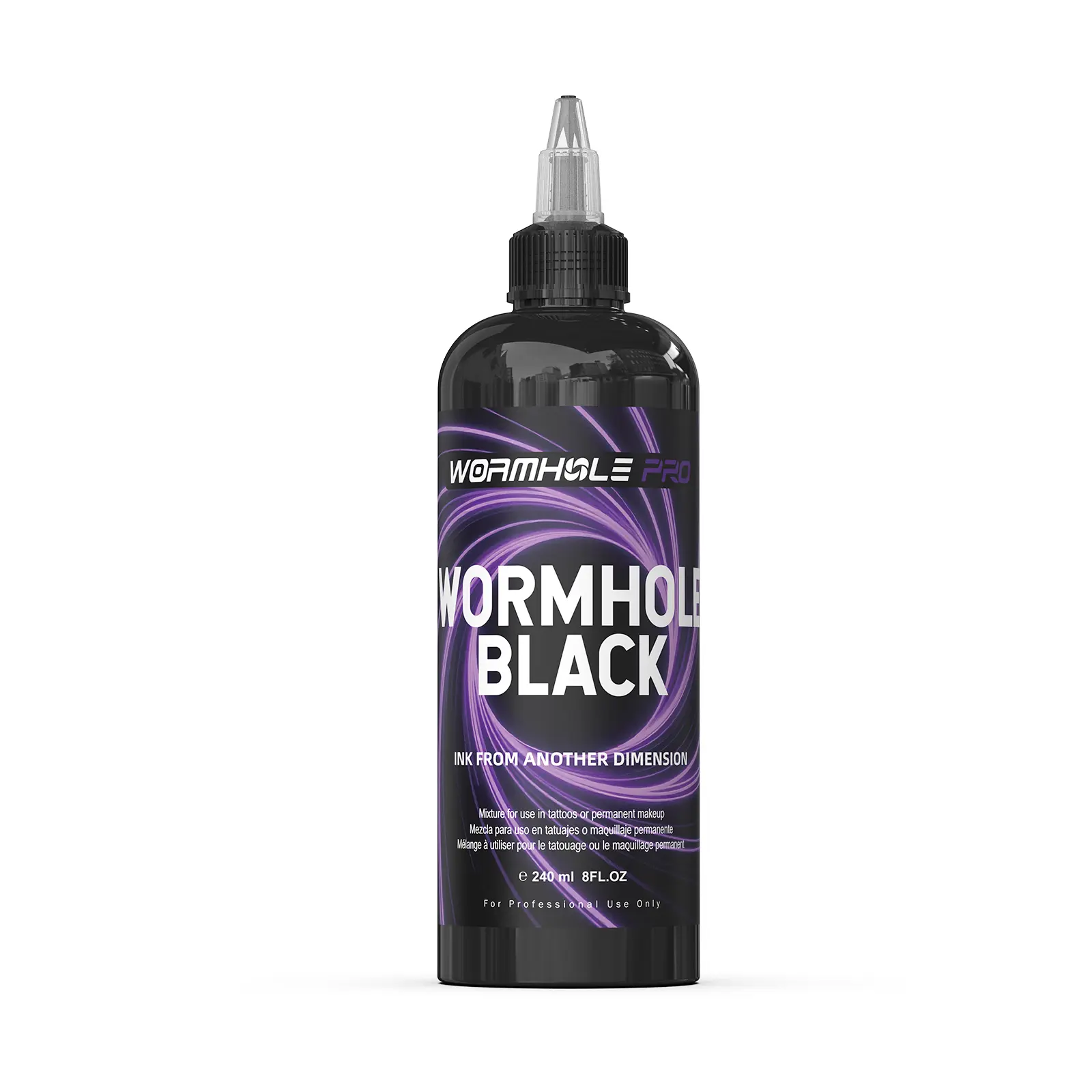 WORMHOLEPRO Black Tattoo Ink, Professional Vegan & Fade-Resistant Artist Ink with Ultra-Smooth Flow, Cosmetic Tattoo Supplies for Studios & Beginners, 30ml & 240ml, Set, Wormhole Black, Safe, Body Art, Youth, Cruelty Free, Makeup, Liquid, Pigment-Rich