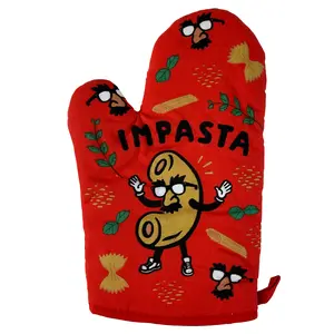 Impasta Oven Mitt Funny Noodle Disguise Imposter Hilarious Graphic Novelty Kitchen Glove Funny Graphic Kitchenware Bakeware Funny Food  Novelty Cookware Red
