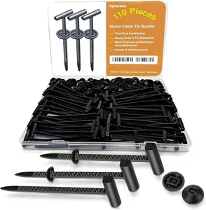 Apooozz Upgraded 110PCS Heavy Duty Nylon Universal Cable Tie Buckle – Tool-Free Snap-Fit Fastener for Automotive, Home & Industrial Use