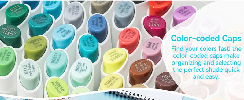 Ohuhu Alcohol Markers: Mini Brush & Slim Broad 60 Illustration Colors/60 Landscape Colors Dual Tip Brush Tip for Artists Adults Coloring Illustration- Refillable - Kaala B Series of Ohuhu