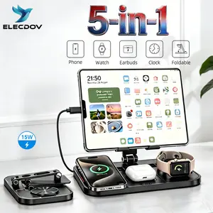 7-in-1 Wireless Charging Station, portabel chargers, Foldableg, Equipped with USB-A and USB-C Ports -- Compatible with iPhone, Android/iPhone、iPad、 AirPods、 Apple watch, ELECDOV C12 - The Perfect Gift