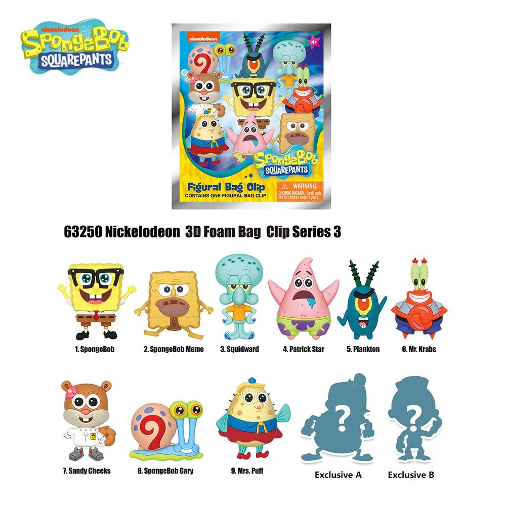 1PC Officially licensed SpongeBob SquarePants 3D animated blind box keychain featuring random characters like SpongeBob Patrick Star Squidward Tentacles Mr. Krabs and other friends from Bikini Bottom. Includes one adorable PVC collectible charm, Nickelode