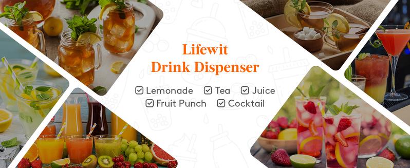 Lifewit 1 Gallon Drink Dispenser with Lid & Stand BPA-Free for Juice Soda Tea Lemonade Detachable Party-Ready 4L Capacity Leak-proof ABS Spout, Halloween