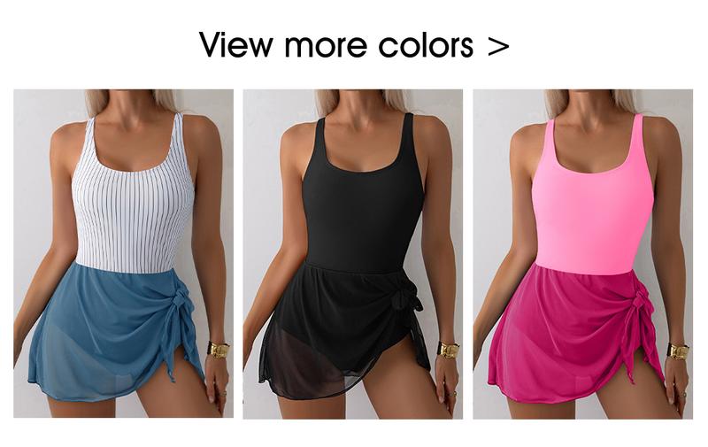 Aleumdr One Piece Swimdress Swimsuit for Women Tummy Control with Mesh Skirt Tie Knot Swim Dresses Bathing Suit Aleumdr One Piece Swimdress Swimsuit for Women Tummy Control with Mesh Skirt Tie Knot Swim Dresses Bathing Suit