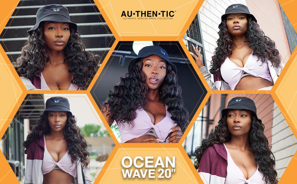 Authentic Synthetic Hair Crochet Braids 6X Ocean Wave 20"
