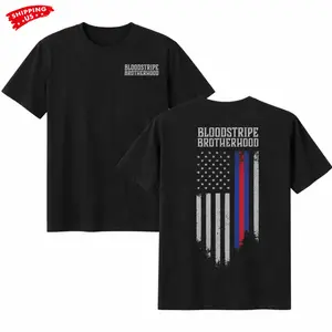 Bloodstripe Brotherhood T-Shirt, Marine Corps Patriotic Flag Military Graphic Tee, Veteran Shirt for Marines & Supporters, Semper Fi Gift