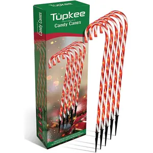 Candy Cane Lights Decorations - Pre-Lit Pathway Christmas Lights, 26-Inches (66 cm), Set of 5, Outdoor Christmas Decorations Yard Candy Cane Peppermint Lights