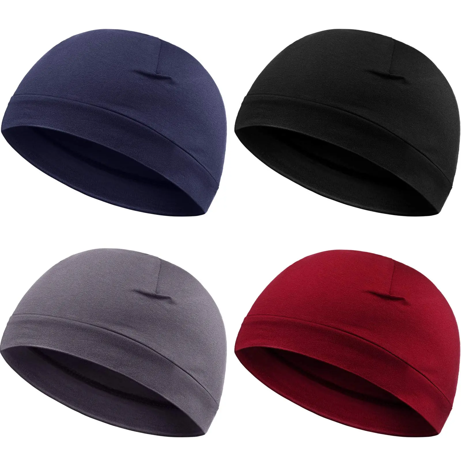 4 Pcs Cotton Skull Caps for Men Women Breathable Beanie Thin Sleep Hat Night Running Cap Helmet Liner for Cycling Gym