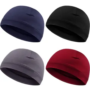 4 Pcs Cotton Skull Caps for Men Women Breathable Beanie Thin Sleep Hat Night Running Cap Helmet Liner for Cycling Gym