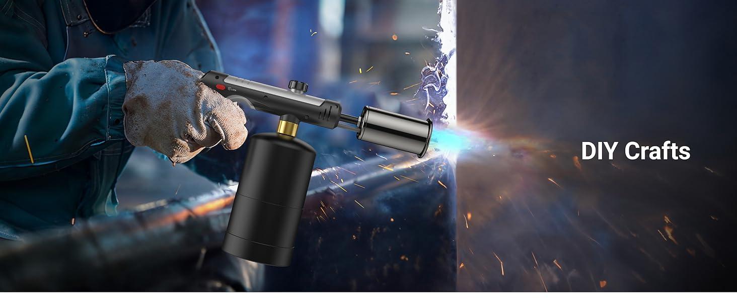 Saker One-Touch Max Fire Culinary Propane Cooking Blow Torch Gun with a Safety Lock, Charcoal Lighter, Flame Thrower, Kitchen Food Torch Head for Grill, Sous Vide, Outdoor BBQ (Tank Not Included) Saker One-Touch Max Fire Culinary Propane Cooking Blow Torch Gun with a Safety Lock, Charcoal Lighter, Flame Thrower, Kitchen Food Torch Head for Grill, Sous Vide, Outdoor BBQ (Tank Not Included)