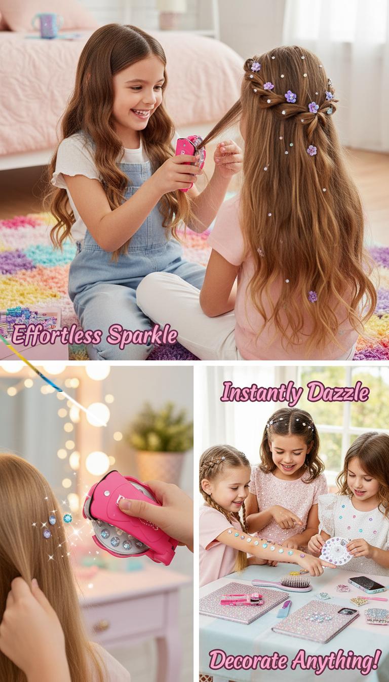 Bling Bling Glitter Gemstone Refills Pack, Accessories of Hair Gem Stamper, 180 PCS Sparkling Rhinestones , Hair Jewels Hair Machine Stamp Gems,Hair Diamonds Stapler accessories