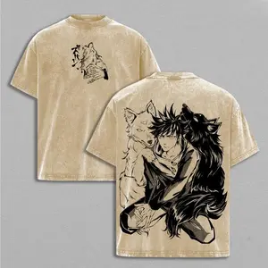Fushiguro Megumi Tee Washed – Jujutsu Kaisen: Execution The Culling Game Vintage Oversized Heavy Cotton Anime Manga T-Shirt, Double Printed Front & Back Retro Unisex Streetwear Graphic Top, JJK Sorcerer Edition